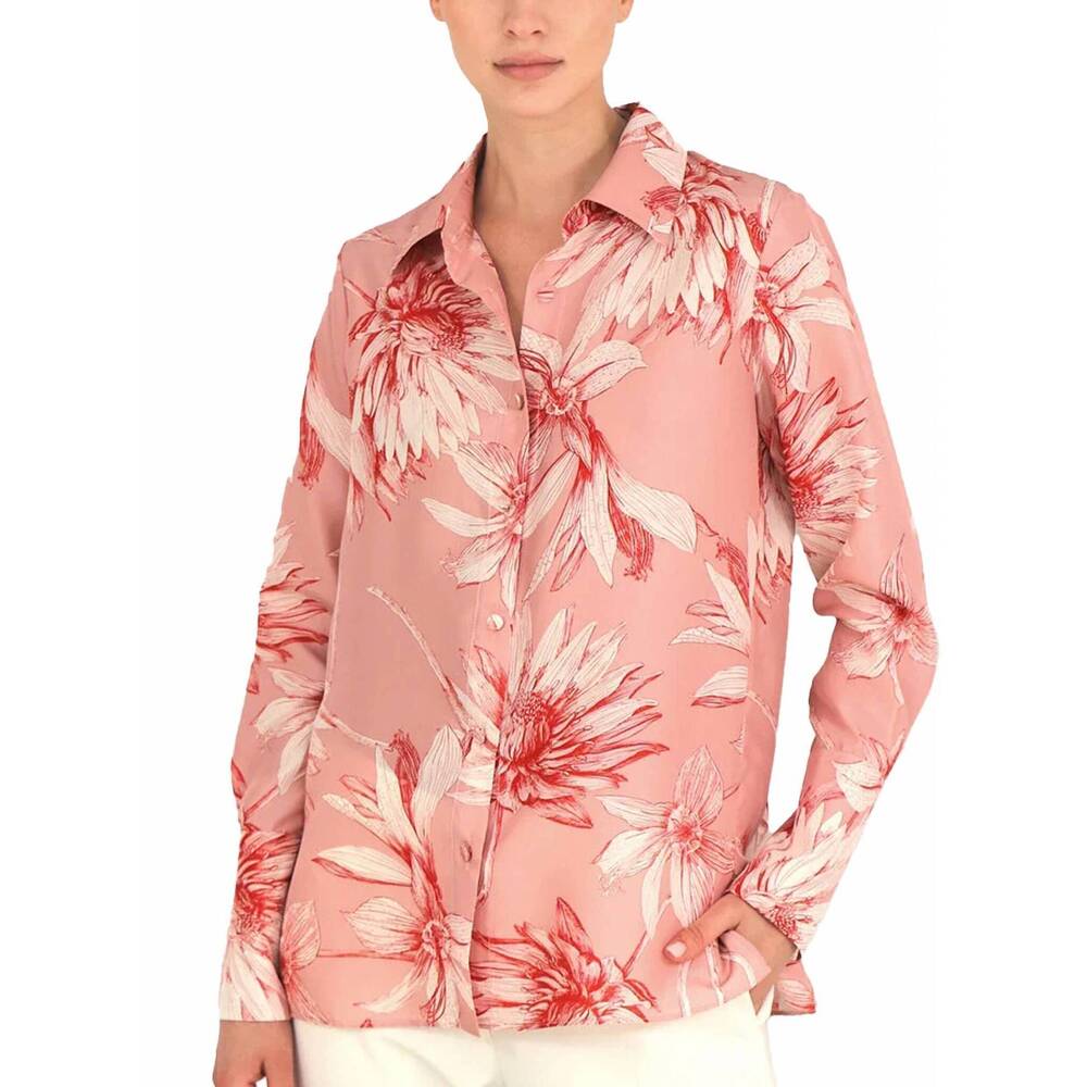 NEW RANI ARABELLA classic silk dahlia shirt in pink